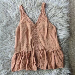 AEO Boho Drapey Peach V-neck Tank S